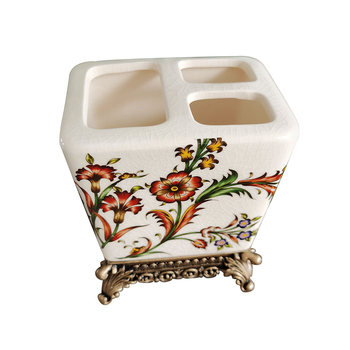 Keraminis dantų šepetėlių laikiklis, amerikietiškas keraminis dantų šepetėlių laikiklis, vonios kambario laikymo lentynėlė, papuošalai