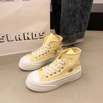 Naiste suvised lõuendikingad 2025. aasta uued paksu tallaga mitmekülgsed sisestiilis õhukesed hingavad mitmekülgsed valged kingad vabaaja tossud