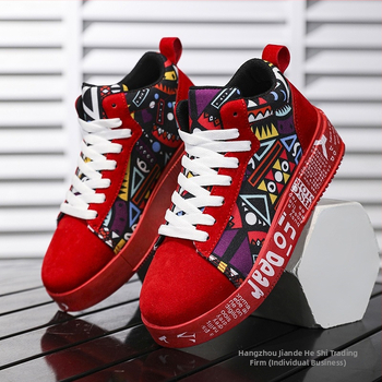 Κόκκινα ανδρικά παπούτσια 2025 Νέα χρονιά νεότητας Αναψυχή Αθλητισμός Γυμνάσιο Παιδιά Έτος του Φιδιού Ψηλά παπούτσια Παπούτσια μαθητικού πίνακα