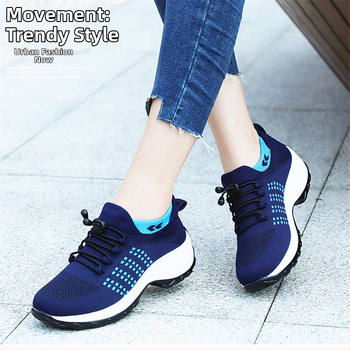 Άνοιξη και Φθινόπωρο 2025 Νέα Εξαγωγικά Μεγάλο Μέγεθος με Στρογγυλή Δάχτυλα, Κορδόνια, Αθλητικά, Πλεκτά, Casual, Μοντέρνα, Άνετα Αθλητικά Παπούτσια για Γυναίκες