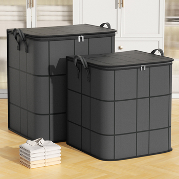 Vastag, nagy kapacitású, cipzáras, nem szőtt háztartási tárolótáska a kényelmes ruhakészítéshez és a napi kellékek tárolásához