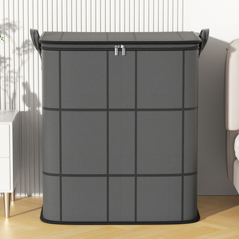 Vastag, nagy kapacitású, cipzáras, nem szőtt háztartási tárolótáska a kényelmes ruhakészítéshez és a napi kellékek tárolásához