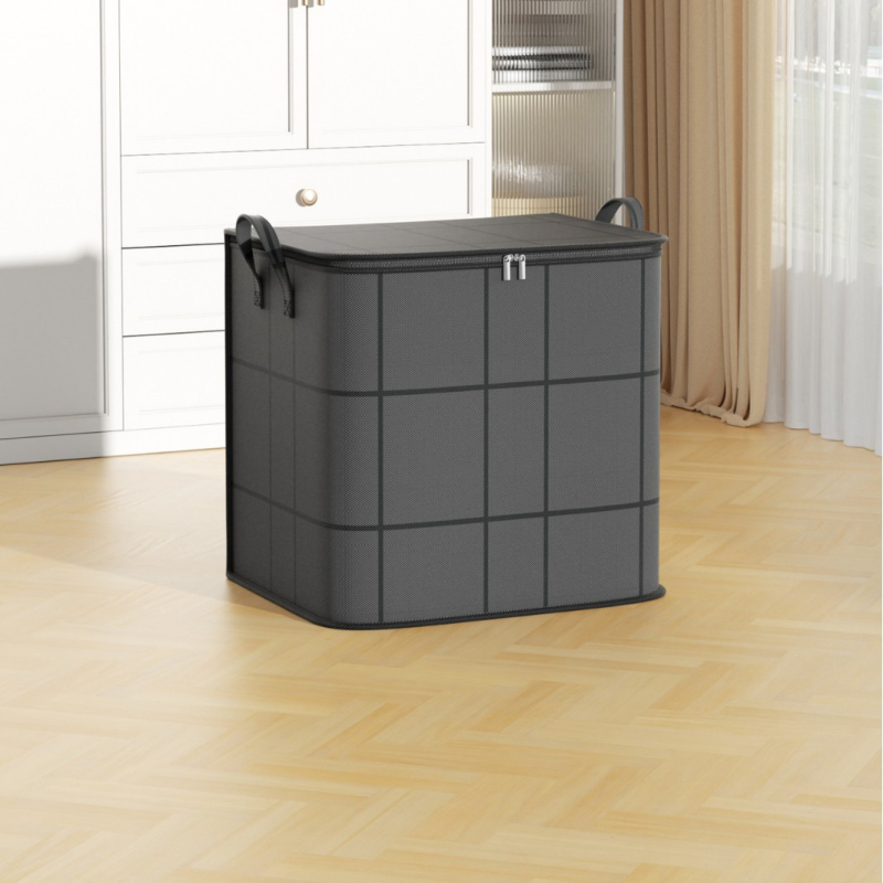 Vastag, nagy kapacitású, cipzáras, nem szőtt háztartási tárolótáska a kényelmes ruhakészítéshez és a napi kellékek tárolásához