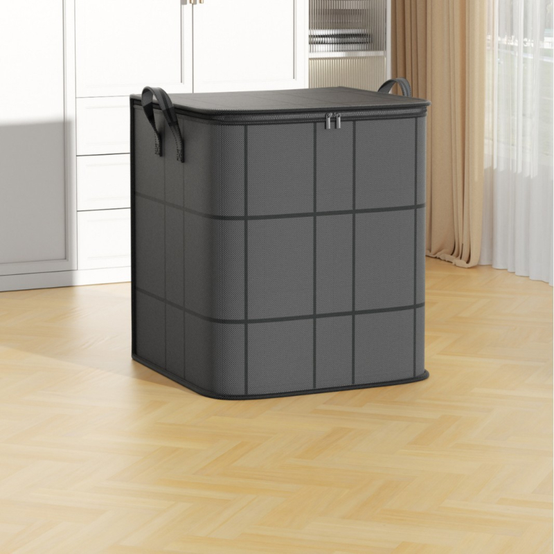 Vastag, nagy kapacitású, cipzáras, nem szőtt háztartási tárolótáska a kényelmes ruhakészítéshez és a napi kellékek tárolásához