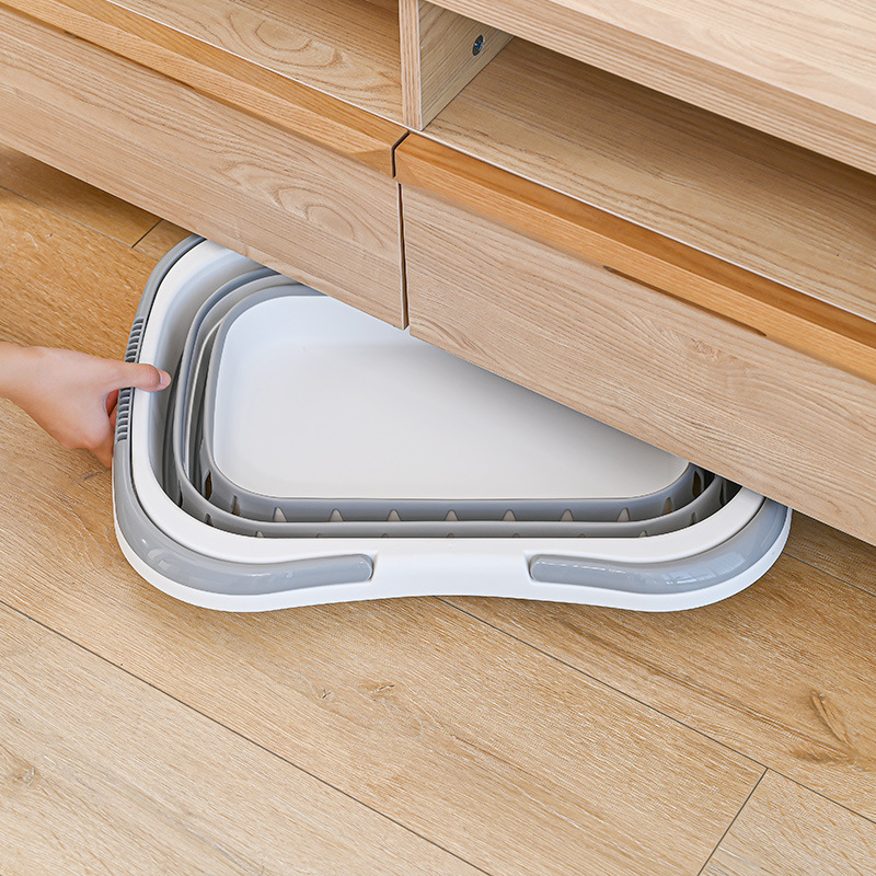 Coș de rufe pliabil, coș de depozitare pentru haine de uz casnic, montat pe perete, coș de rufe pentru baie, coș de rufe din plastic, albastru, mare