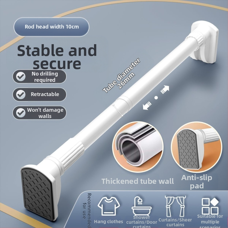 Perforeeritud dušikardina varras, kardinapuu, roostevabast terasest paksendatud rõduriidepuu, teleskoopne pesukuivatusvarras, valge paksendatud pikk varras