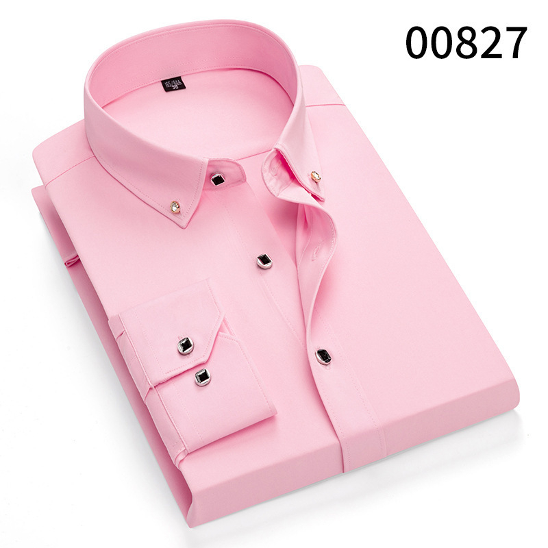 Tavaszi és őszi hosszú ujjú ingek rombuszmintás gombgallérral, ifjúsági üzleti munkaruházat, fehér ingek, férfi alsó ingek, munkaruha, férfi ingek