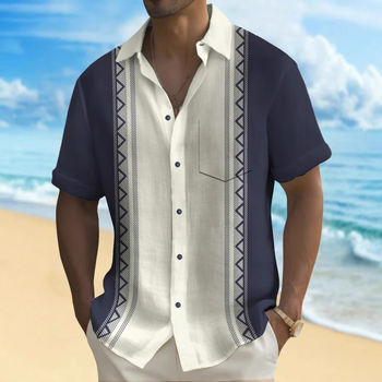 Independent Station Cross-border Hawaii Πολύχρωμο Στάμπα Εξατομικευμένη Casual Στάμπα Ριχτή Ανδρική Ζακέτα Καλοκαιρινή Κοντόμανικη Μπλούζα