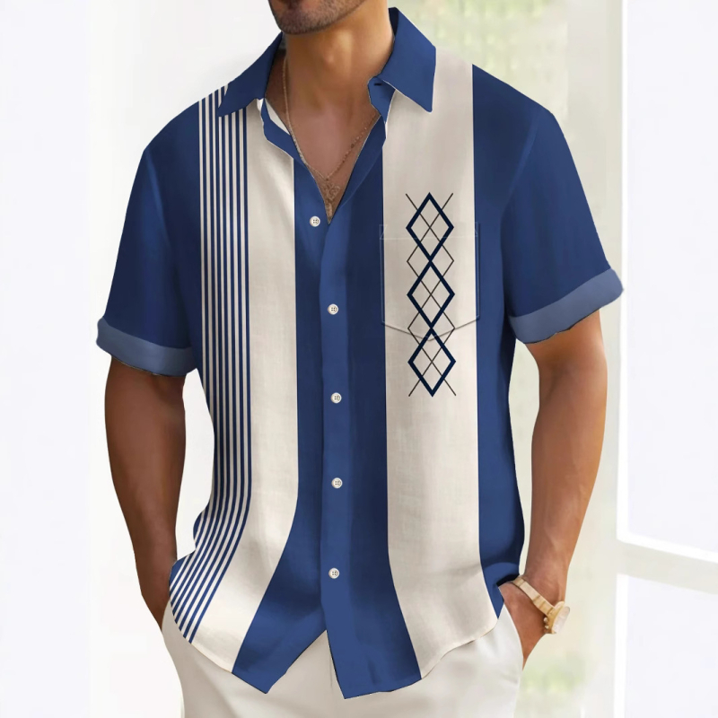 Független Állomás Határokon Átnyúló Hawaii Többszínű Nyomtatott Személyre szabott Alkalmi Nyomtatott Laza Férfi Kardigán Nyári Rövid Ujjú Ing