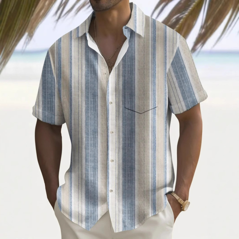 Független Állomás Határokon Átnyúló Hawaii Többszínű Nyomtatott Személyre szabott Alkalmi Nyomtatott Laza Férfi Kardigán Nyári Rövid Ujjú Ing