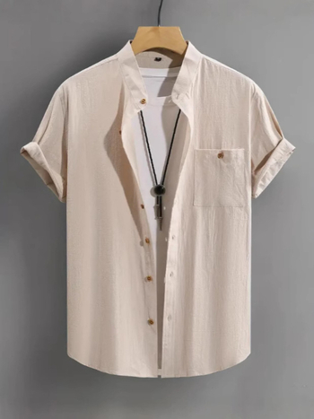 Διασυνοριακό Amazon Νέο Ανδρικό Κοντομάνικο Πουκάμισο Άνετο Casual Fashion Joker Φιλικό προς το δέρμα Μαλακό Αναπνεύσιμο Βαμβακερό Πουκάμισο