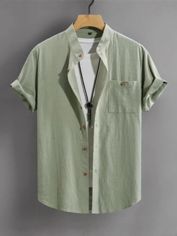 Διασυνοριακό Amazon Νέο Ανδρικό Κοντομάνικο Πουκάμισο Άνετο Casual Fashion Joker Φιλικό προς το δέρμα Μαλακό Αναπνεύσιμο Βαμβακερό Πουκάμισο