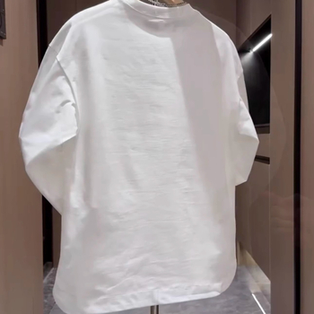 Мъжки есенен нов едноцветен ежедневен пуловер с копчета и кръгло деколте, модерен подгъв, цепка, тънка базова риза