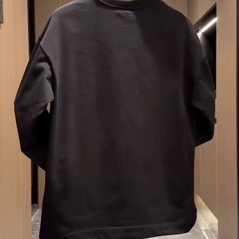 Мъжки есенен нов едноцветен ежедневен пуловер с копчета и кръгло деколте, модерен подгъв, цепка, тънка базова риза