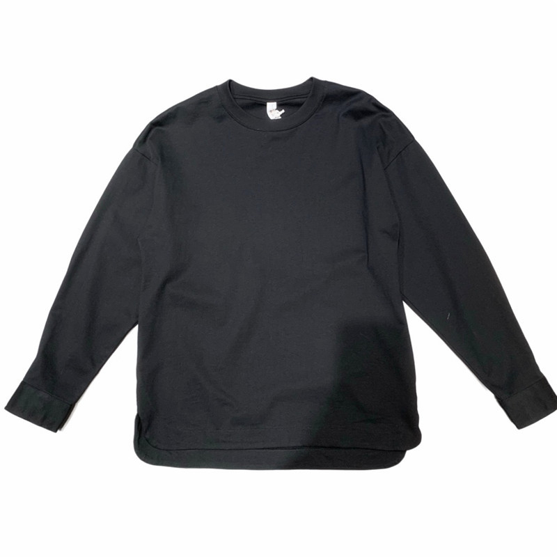 Férfi őszi új, egyszínű, lezser, gombos ujjú, kerek nyakú pulóver, divatos, szegélyű, hasított, vékony ing