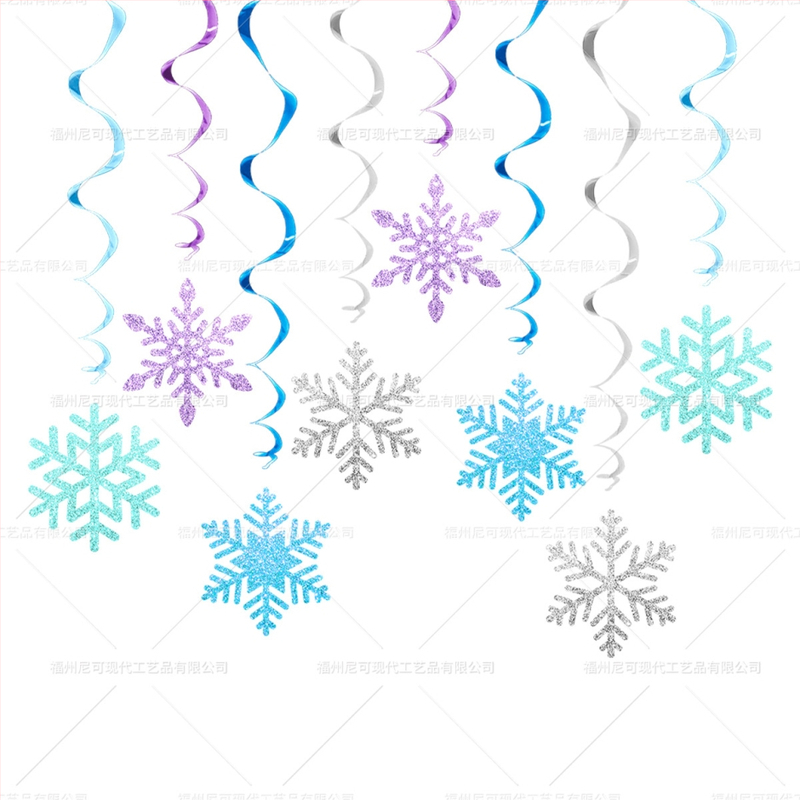 Karácsonyi hópehely spirál függődísz téli témájú hópehely függő pezsgőfürdő függődísz karácsonyi partidekoráció