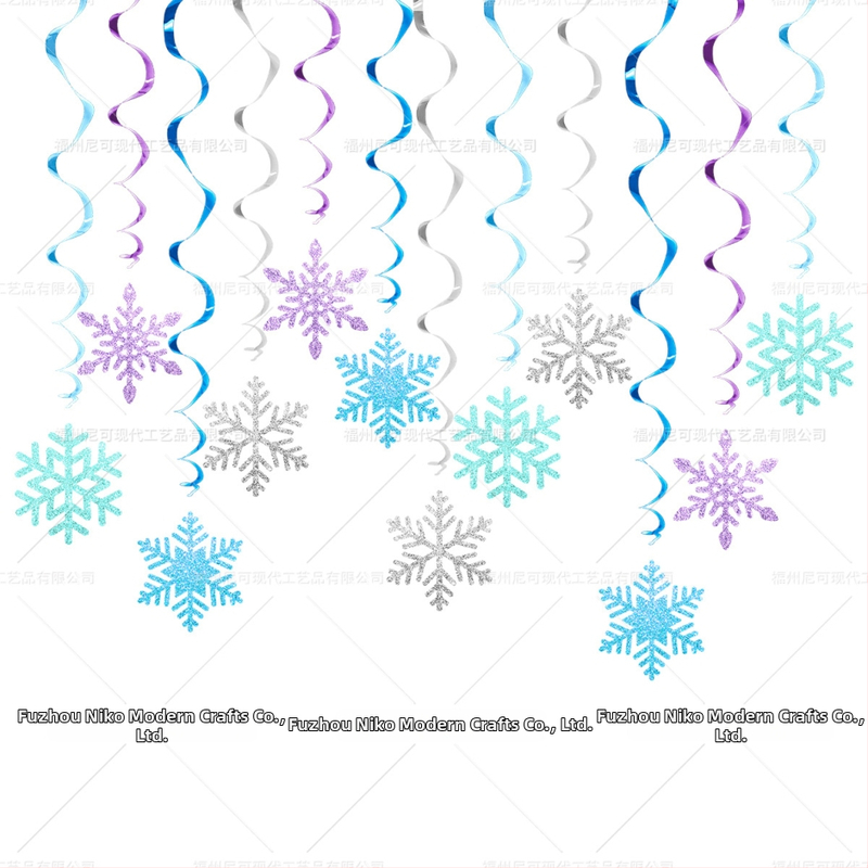 Karácsonyi hópehely spirál függődísz téli témájú hópehely függő pezsgőfürdő függődísz karácsonyi partidekoráció