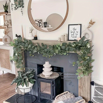 Tarpvalstybinis modeliavimas, rotango eukalipto pinigų lapas, netikras gėlių vynmedis, žalias augalo pakabukas, kalėdinis vynmedžio dekoravimas namams, rankų darbo papuošalai