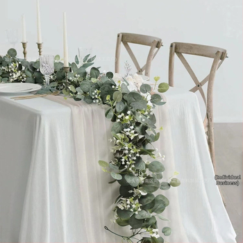 Tarpvalstybinis modeliavimas, rotango eukalipto pinigų lapas, netikras gėlių vynmedis, žalias augalo pakabukas, kalėdinis vynmedžio dekoravimas namams, rankų darbo papuošalai