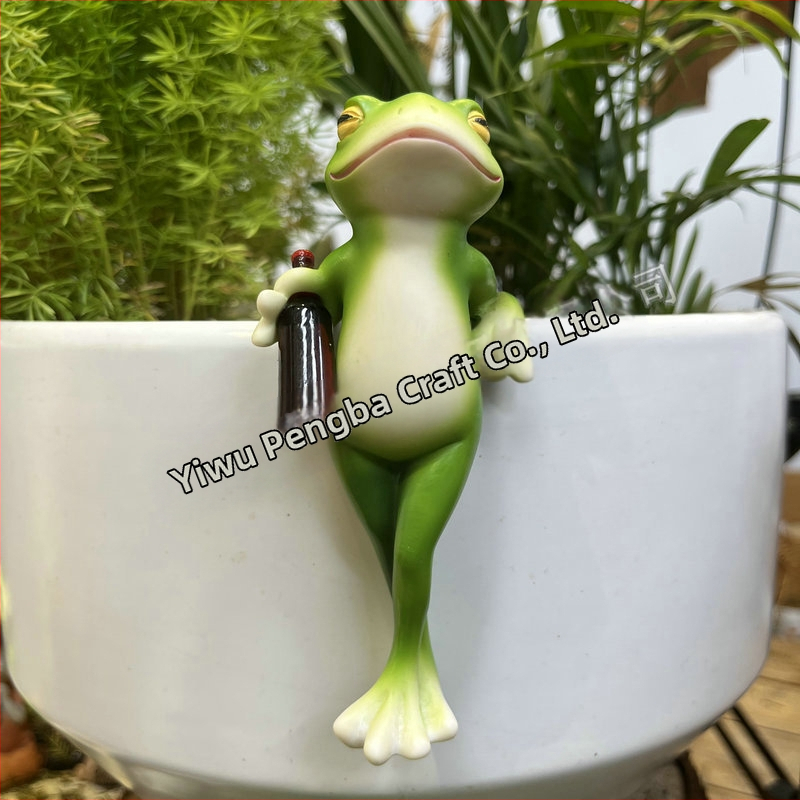 Békacserép, függő virágcserép, szélén függő dekoratív üveg akvárium medál kültéri udvari szimuláció állati gyanta díszek