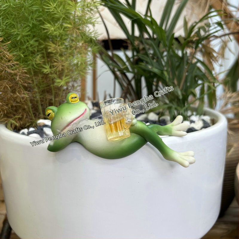 Békacserép, függő virágcserép, szélén függő dekoratív üveg akvárium medál kültéri udvari szimuláció állati gyanta díszek