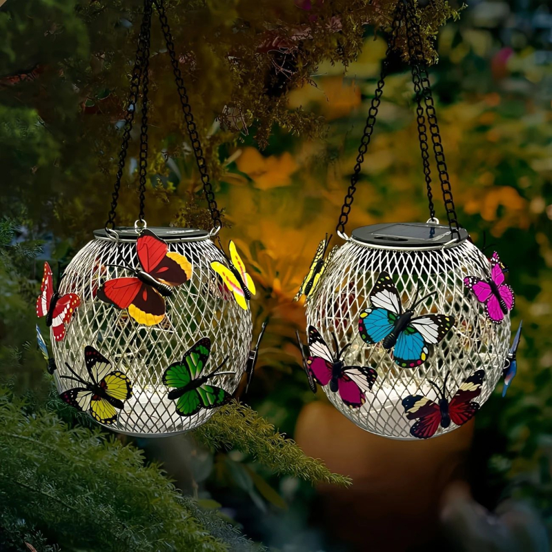 E-kereskedelem Új Napelemes Pillangó Csillár Kovácsoltvas Kivágott Lámpás Dekoratív Lámpák Hálós Lámpák Gyep Széllámpák