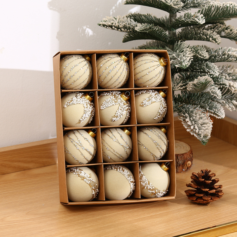 Kalėdinių, aukštos klasės, tarpvalstybinių dekoratyvinių kamuoliukų rinkinys, 12 vnt., deimantais inkrustuotų, kalėdinių kamuoliukų papuošalų pakabukų didmeninė prekyba