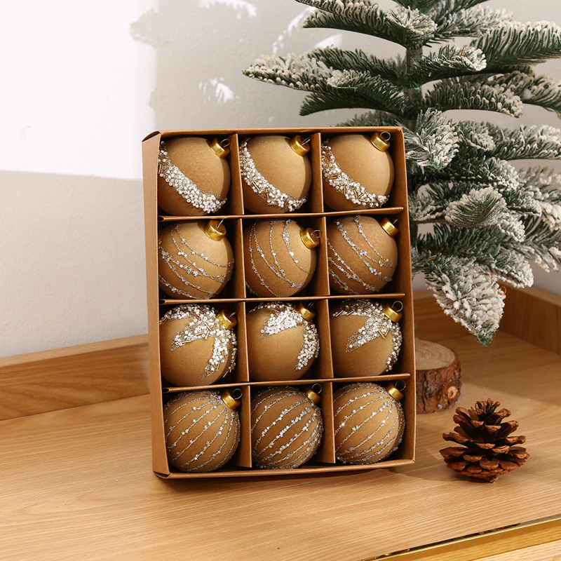 Kalėdinių, aukštos klasės, tarpvalstybinių dekoratyvinių kamuoliukų rinkinys, 12 vnt., deimantais inkrustuotų, kalėdinių kamuoliukų papuošalų pakabukų didmeninė prekyba