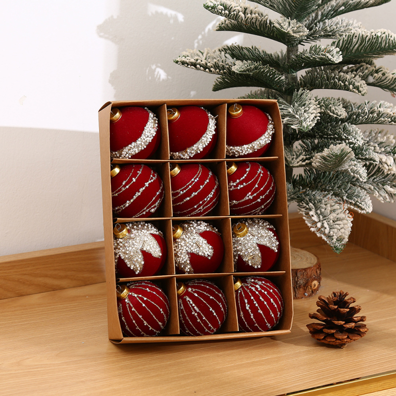 Kalėdinių, aukštos klasės, tarpvalstybinių dekoratyvinių kamuoliukų rinkinys, 12 vnt., deimantais inkrustuotų, kalėdinių kamuoliukų papuošalų pakabukų didmeninė prekyba