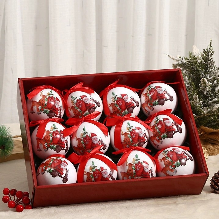 Yingjie határokon átnyúló legkelendőbb karácsonyi labdák, gyönyörű nyomtatott karácsonyfadísz labdák, ünnepi partidekorációs ajándékok