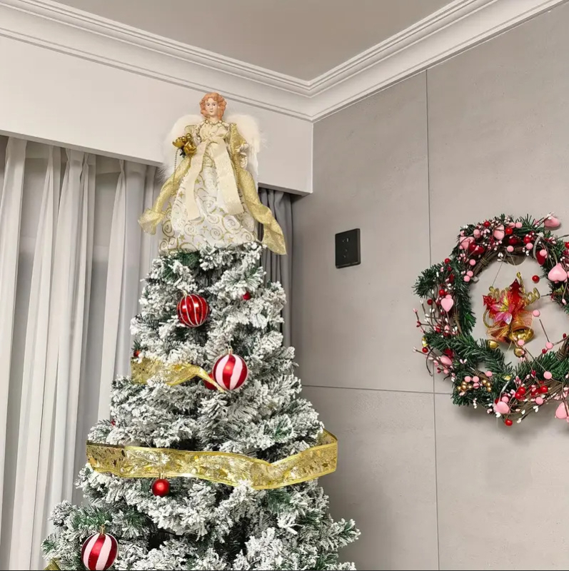 Bai Yang Crafts Crăciun mic, en-gros, nou, decorațiuni pentru brad de Crăciun, aripi de pluș, înger, stea în vârf, Crăciun