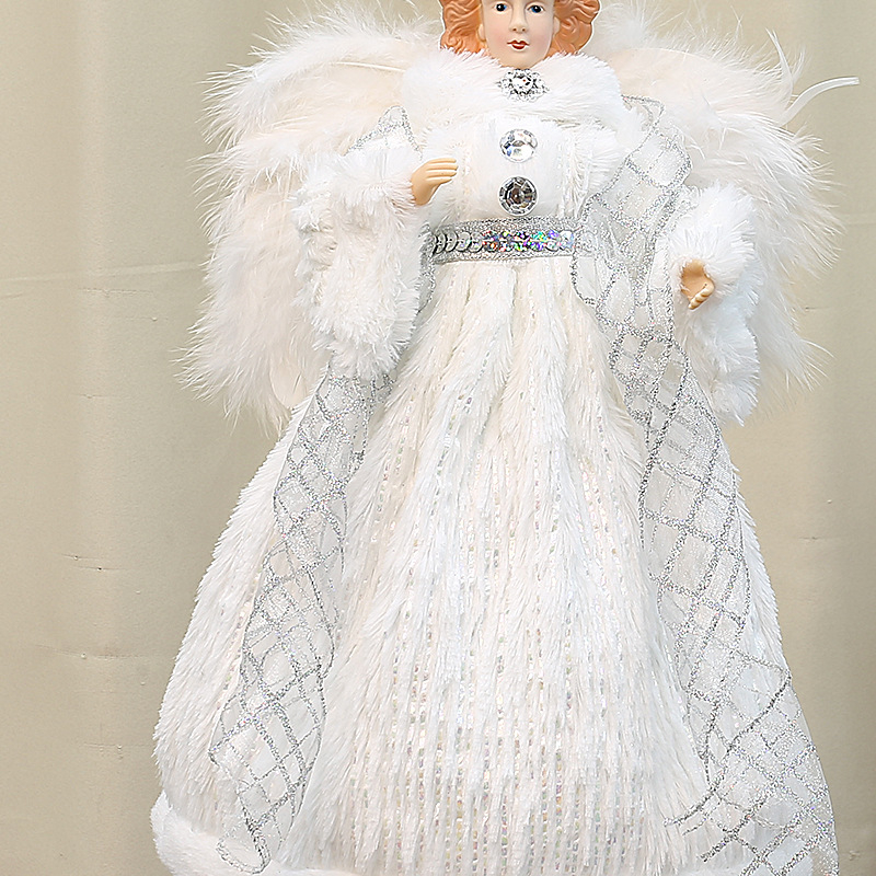 Bai Yang Crafts Crăciun mic, en-gros, nou, decorațiuni pentru brad de Crăciun, aripi de pluș, înger, stea în vârf, Crăciun