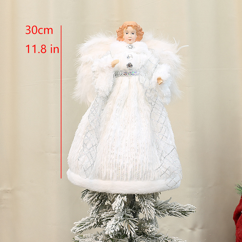 Bai Yang Crafts Crăciun mic, en-gros, nou, decorațiuni pentru brad de Crăciun, aripi de pluș, înger, stea în vârf, Crăciun