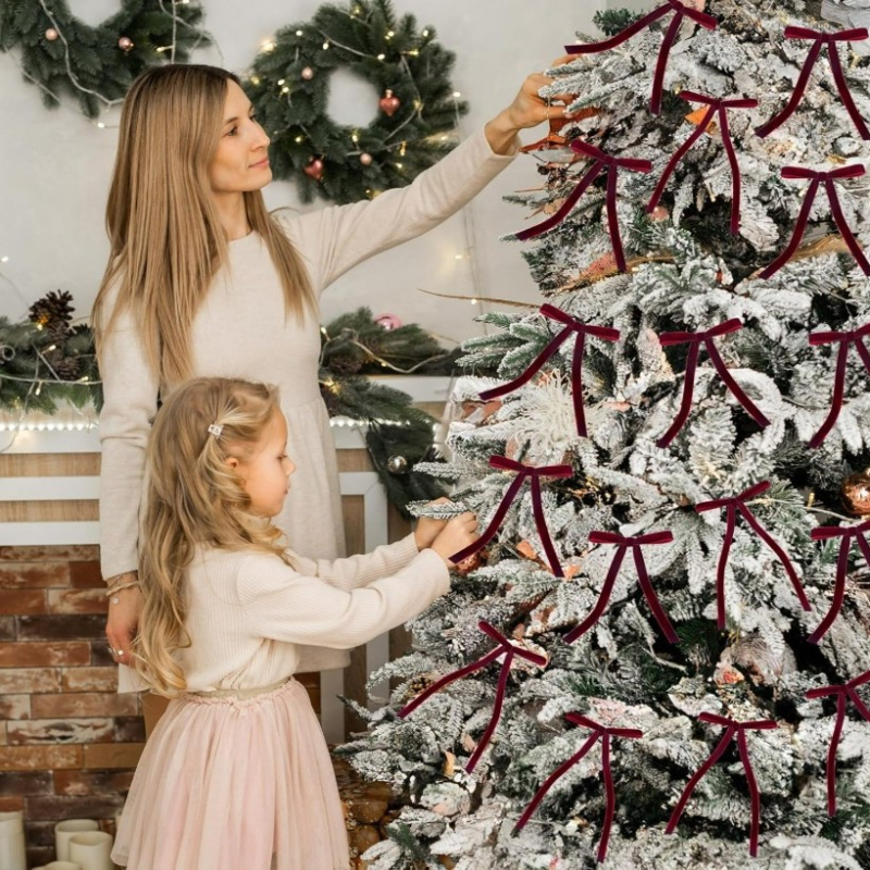 Prekogranična nova baršunasta vrpca za božićno drvce, ukras za mašnu, blagdanski pribor, scenski prikaz, viseći pribor