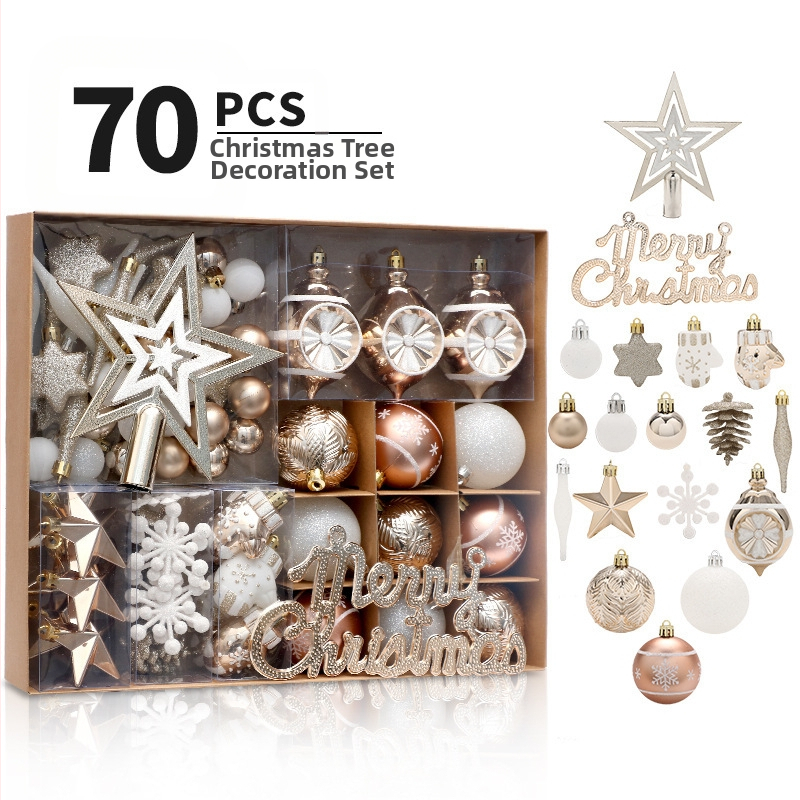 Kalėdinės dekoracijos, 70 vnt. dažytos eglutės viršūnės žvaigždės formos kalėdinių kamuoliukų rinkinys, pakabukai, kalėdinės eglutės dekoracijos