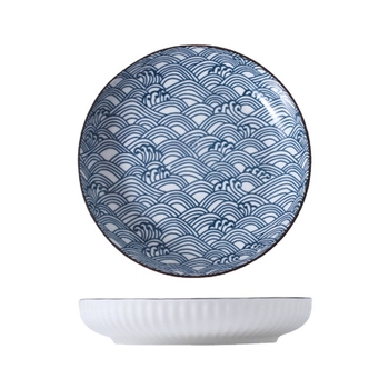 Jaapani stiilis vertikaalse mustriga 8-tolline sügav ketas majapidamise söögitoa keraamilised taldrikud lauanõud lihtne moodne elutoa puuviljasalati taldrik