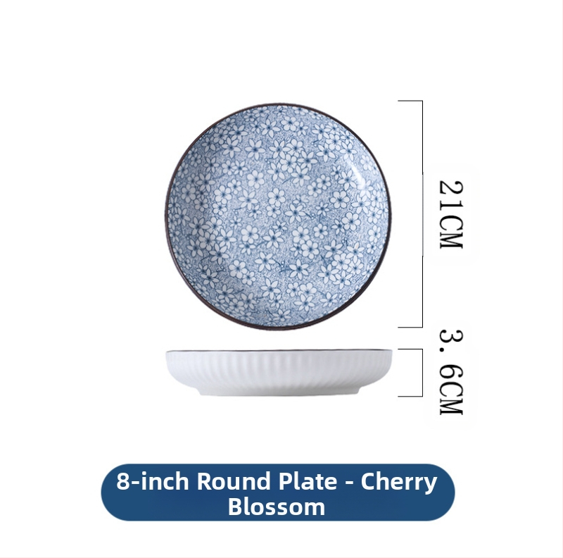 Jaapani stiilis vertikaalse mustriga 8-tolline sügav ketas majapidamise söögitoa keraamilised taldrikud lauanõud lihtne moodne elutoa puuviljasalati taldrik