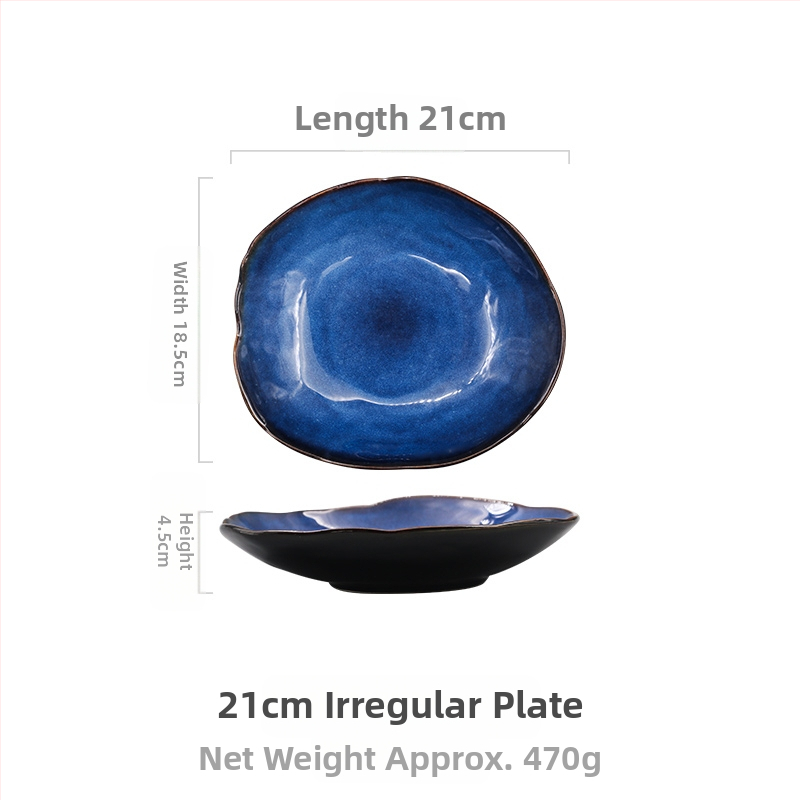 Europietiško stiliaus vakarietiško maisto lėkštė, buitinė keraminė netaisyklingo ryžių dubenėlė, daržovių dubenėlis, salotų dubenėlis, plokščia lėkštė, stalo įrankiai
