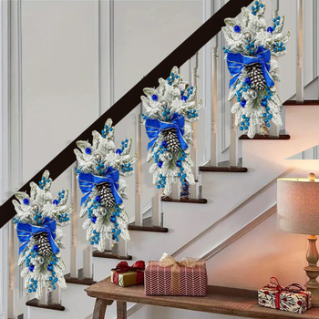 Határokon átnyúló karácsonyi fejjel lefelé álló lépcsőfüzérek 2024 Karácsonyi girland otthoni faldekoráció ünnepi hangulatú kézműves termékek