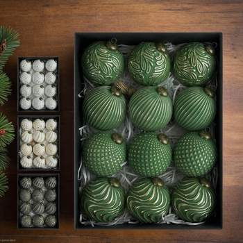 Kalėdinės eglutės dekoracijos namams, kabantys kamuoliukai, 8 cm / 12 vnt., retro stiliaus kalėdinių kamuoliukų rinkinys