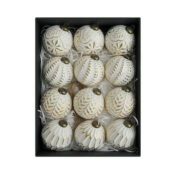 Kalėdinės eglutės dekoracijos namams, kabantys kamuoliukai, 8 cm / 12 vnt., retro stiliaus kalėdinių kamuoliukų rinkinys