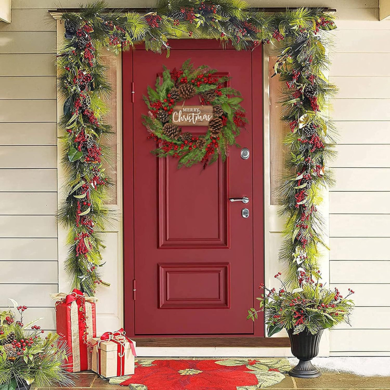 Virágos születésnapi girland, 26 hüvelykes műajtó girland kültéri dekorációhoz, parti dekorációs fali girland