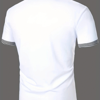 Ανδρικό πόλο Houndstooth, καλοκαιρινό, διασυνοριακό, 2023, κοντομάνικο, μπλουζάκι με λάιζερ, casual fit, ευρωπαϊκή και αμερικανική ανδρική ένδυση