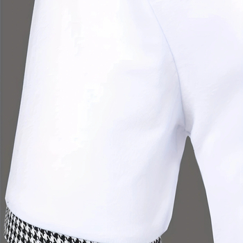 Ανδρικό πόλο Houndstooth, καλοκαιρινό, διασυνοριακό, 2023, κοντομάνικο, μπλουζάκι με λάιζερ, casual fit, ευρωπαϊκή και αμερικανική ανδρική ένδυση