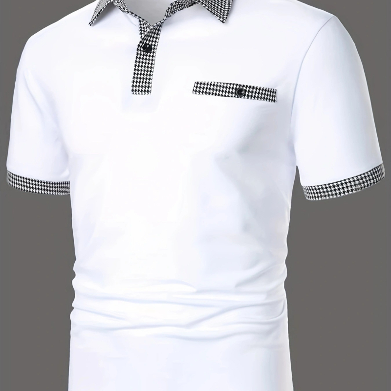 2023-as nyári, határokon átnyúló férfi póló, tyúklábmintás, rövid ujjú, laza szabású felső, európai és amerikai férfi ruházat