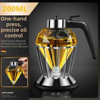 Deimantinio stiklo aliejaus puodas iš nerūdijančio plieno, mažas aliejaus butelis, aliejaus puodas virtuvei, buitinis sojų padažo acto prieskonių butelis, be aliejaus nuotėkio, medaus puodas