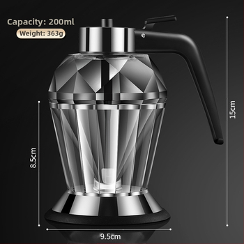 Deimantinio stiklo aliejaus puodas iš nerūdijančio plieno, mažas aliejaus butelis, aliejaus puodas virtuvei, buitinis sojų padažo acto prieskonių butelis, be aliejaus nuotėkio, medaus puodas