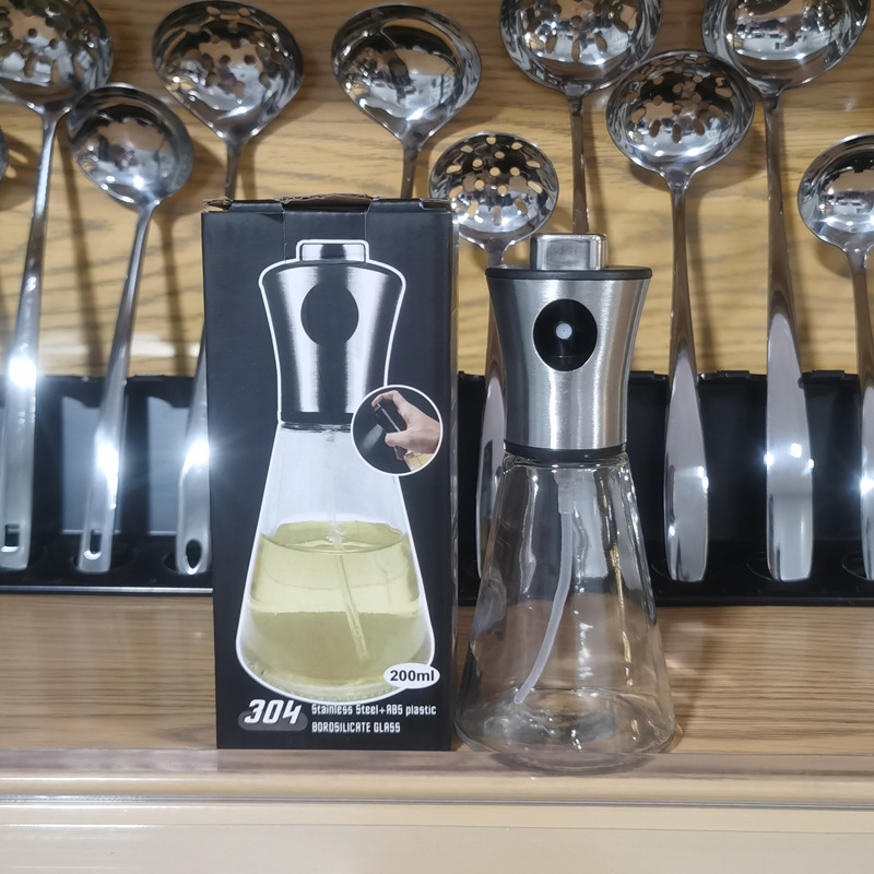 Deimantinio stiklo aliejaus puodas iš nerūdijančio plieno, mažas aliejaus butelis, aliejaus puodas virtuvei, buitinis sojų padažo acto prieskonių butelis, be aliejaus nuotėkio, medaus puodas