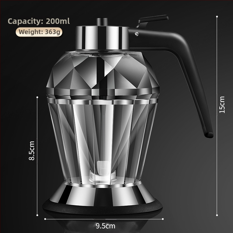 Deimantinio stiklo aliejaus puodas iš nerūdijančio plieno, mažas aliejaus butelis, aliejaus puodas virtuvei, buitinis sojų padažo acto prieskonių butelis, be aliejaus nuotėkio, medaus puodas