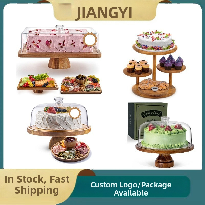 Kūrybingas permatomas, dulkėms atsparus torto užvalkalas, daugiafunkcis torto padėklas, pasukamas, 4 sluoksnių torto bokšto stovas gimtadienio šventei